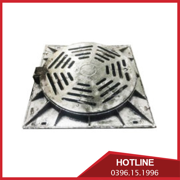 Nắp hố ga gang có khe thoát nước khung âm nắp tròn
